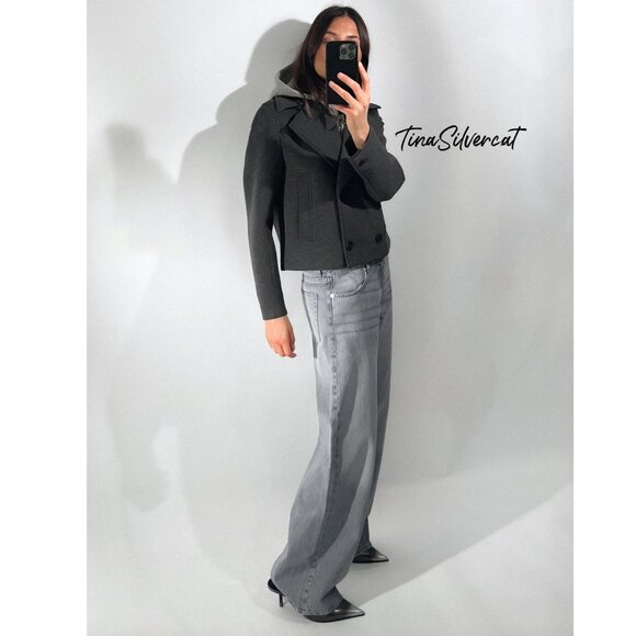 BLOGGER'S FAVE! Zara Hooded Cropped Jacket Gray NWT - Picture 4 of 9